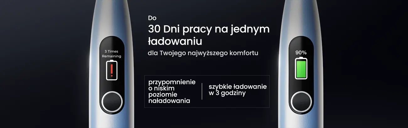 30 dni pracy na jednym ładowaniu szczoteczka Xpro digital