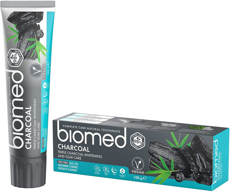 BIOMED Charcoal 100 g - kompleksowa pasta wybielająca z 3 rodzajami węgla