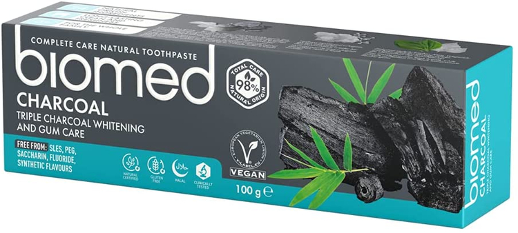 BIOMED Charcoal 100 g - kompleksowa pasta wybielająca z 3 rodzajami węgla