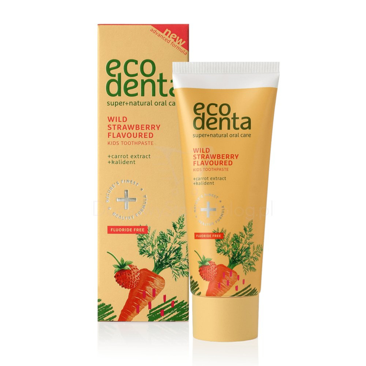 Ecodenta Poziomka 75 ml - pasta do zębów dla dzieci bez fluoru z wyciągiem z marchwi