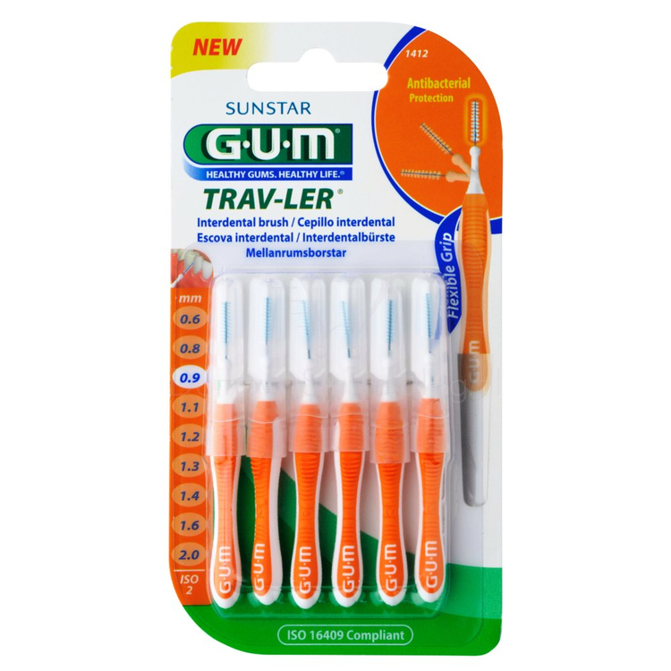 GUM Butler Trav-Ler (1412) 6 szt. - szczoteczki międzyzębowe 0.9 mm (pomarańczowe)