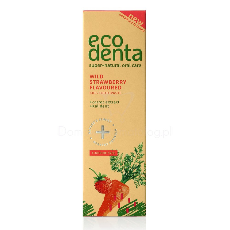 Ecodenta Poziomka 75 ml - pasta do zębów dla dzieci bez fluoru z wyciągiem z marchwi