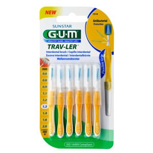 GUM Butler Trav-Ler (1514) 6 szt. - szczoteczki międzyzębowe 1.3 mm (żółte)